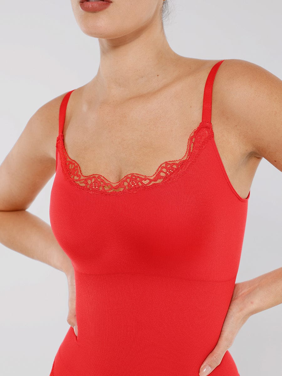 Seamless Lace Cami Thong Shaping Bodysuit