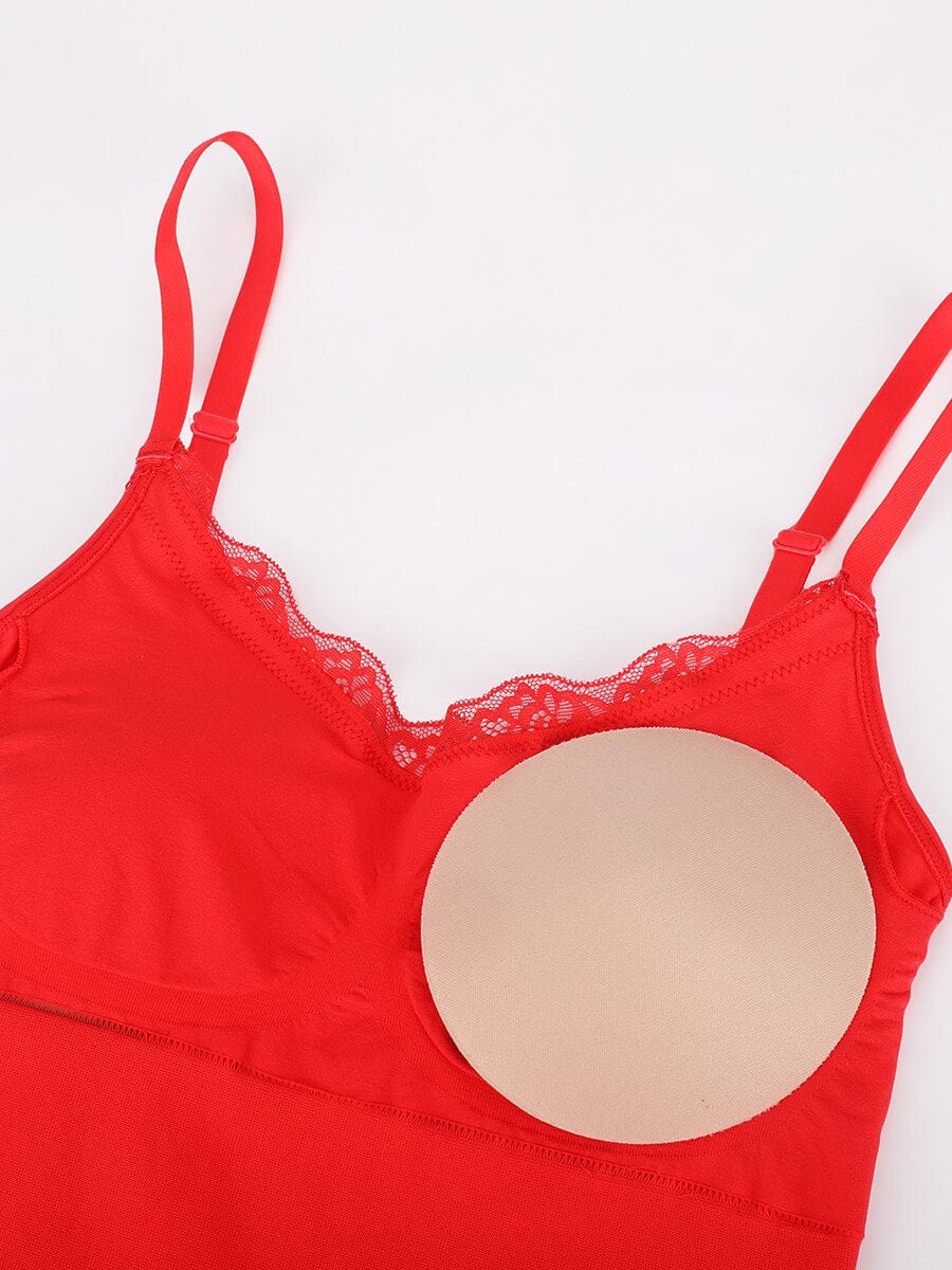 Seamless Lace Cami Thong Shaping Bodysuit