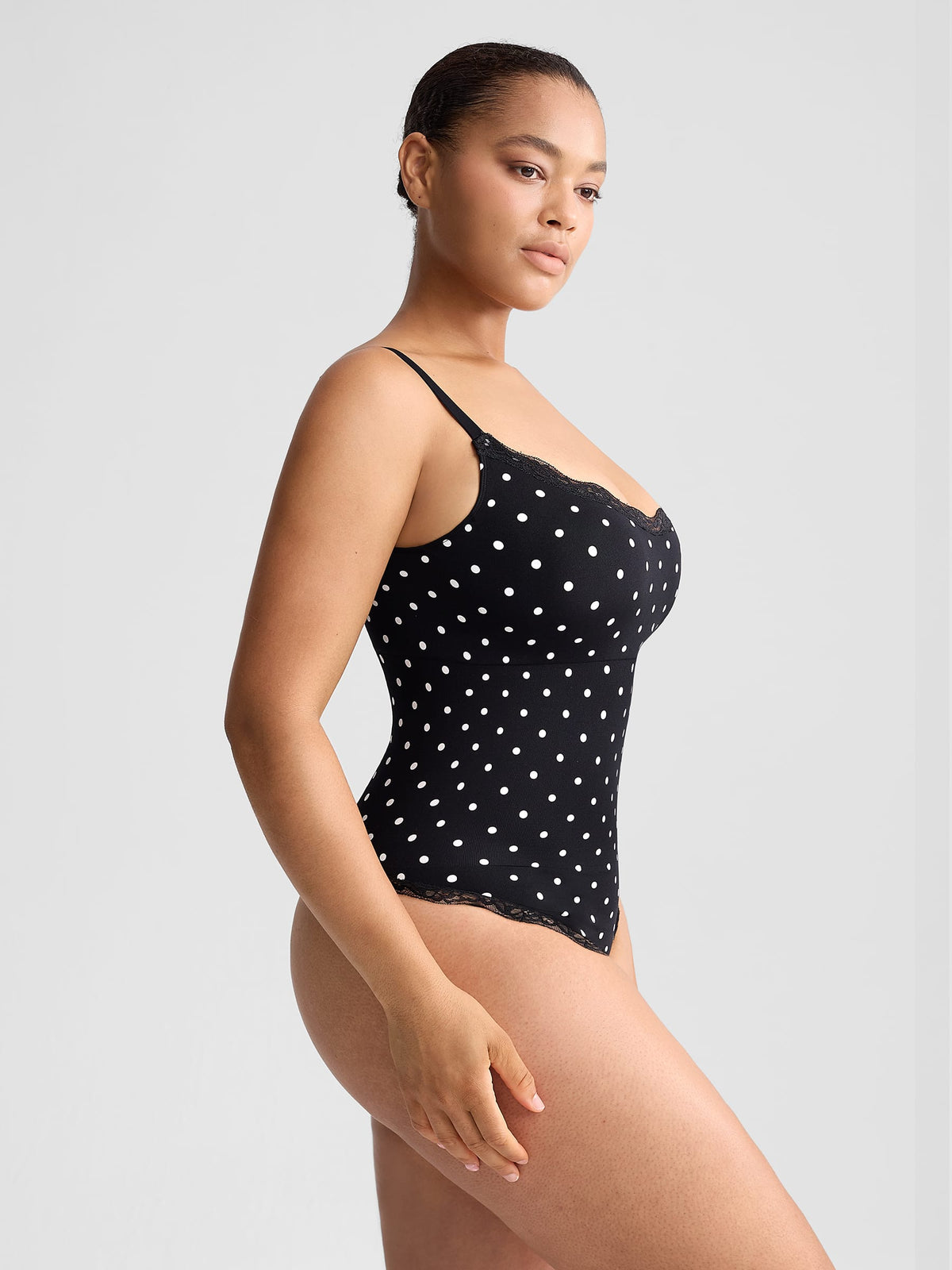 Seamless Lace Cami Thong Shaping Bodysuit