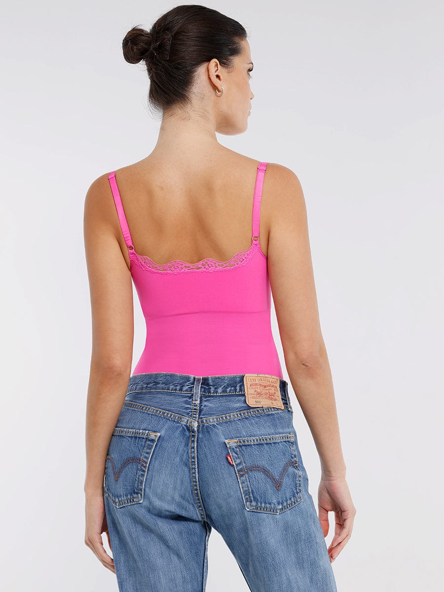 Seamless Lace Cami Thong Shaping Bodysuit