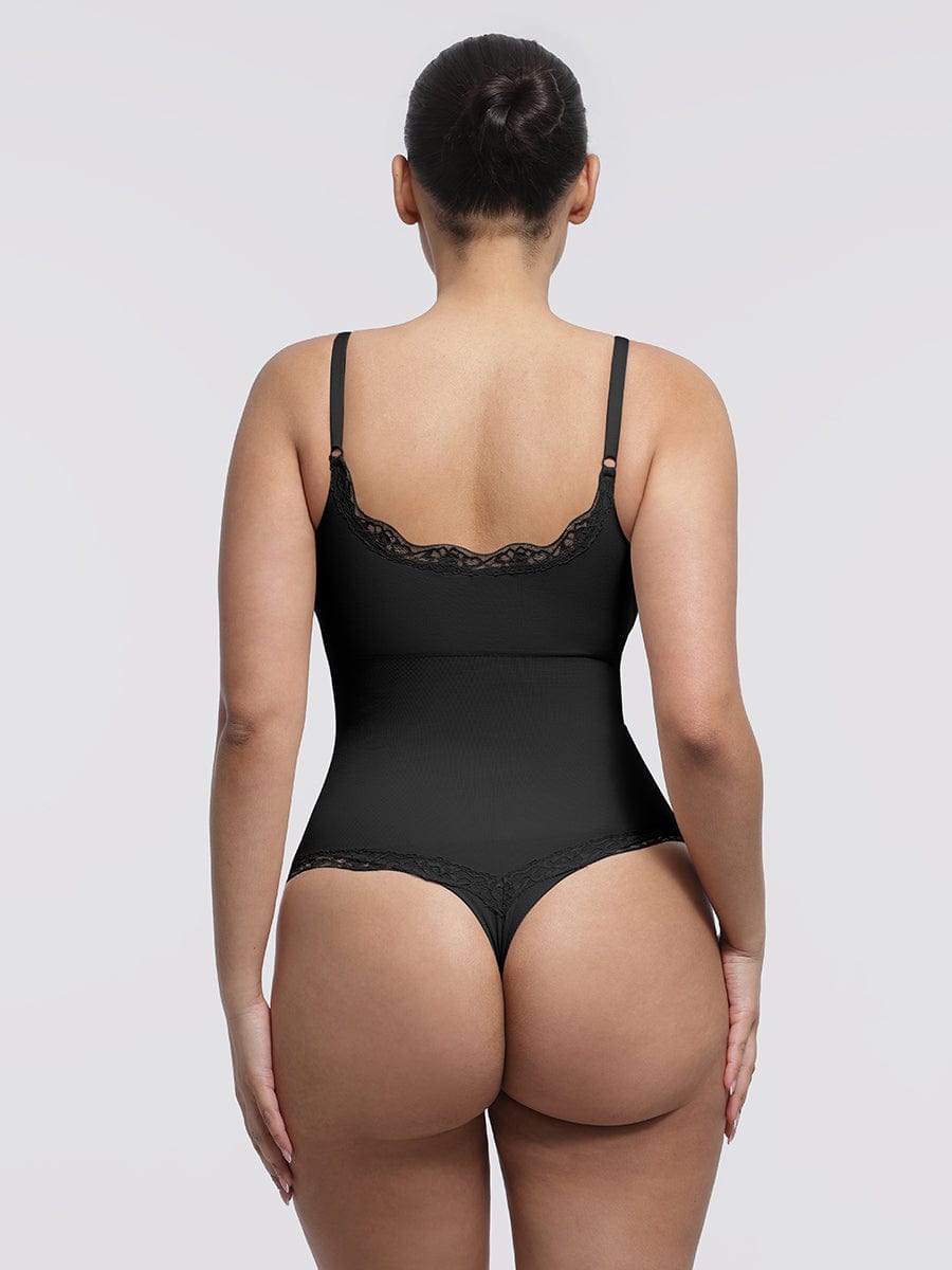 Seamless Lace Cami Thong Shaping Bodysuit