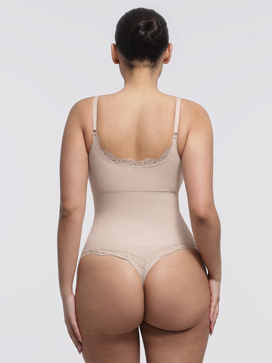 Seamless Lace Cami Thong Shaping Bodysuit
