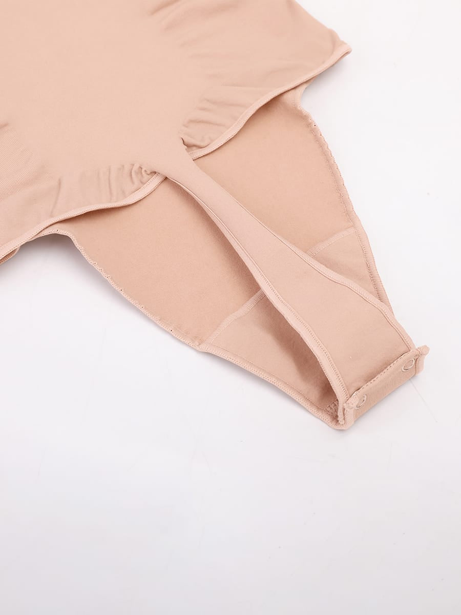 Seamless V-Neck Thong Bodysuit with Ruched Bust