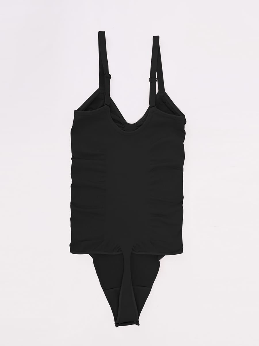 Seamless V-Neck Thong Bodysuit with Ruched Bust