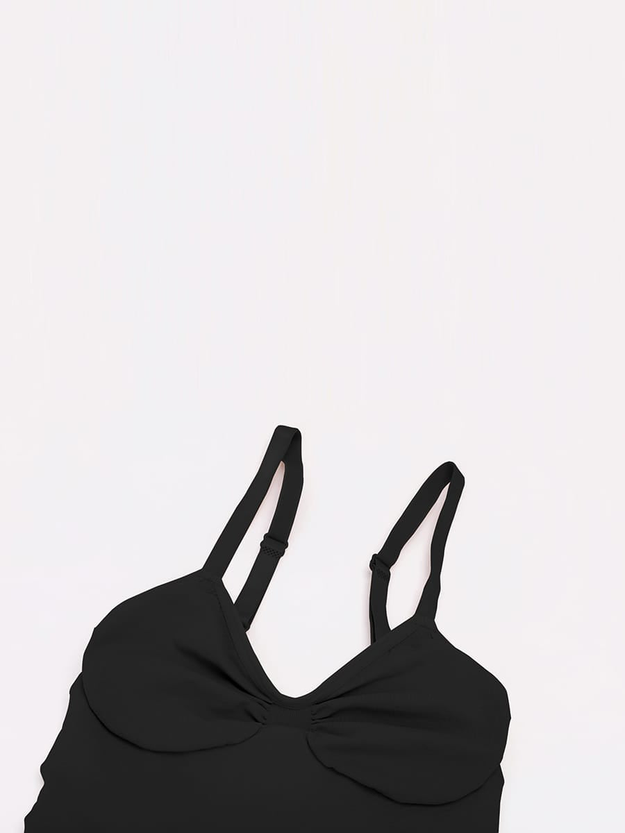 Seamless V-Neck Thong Bodysuit with Ruched Bust