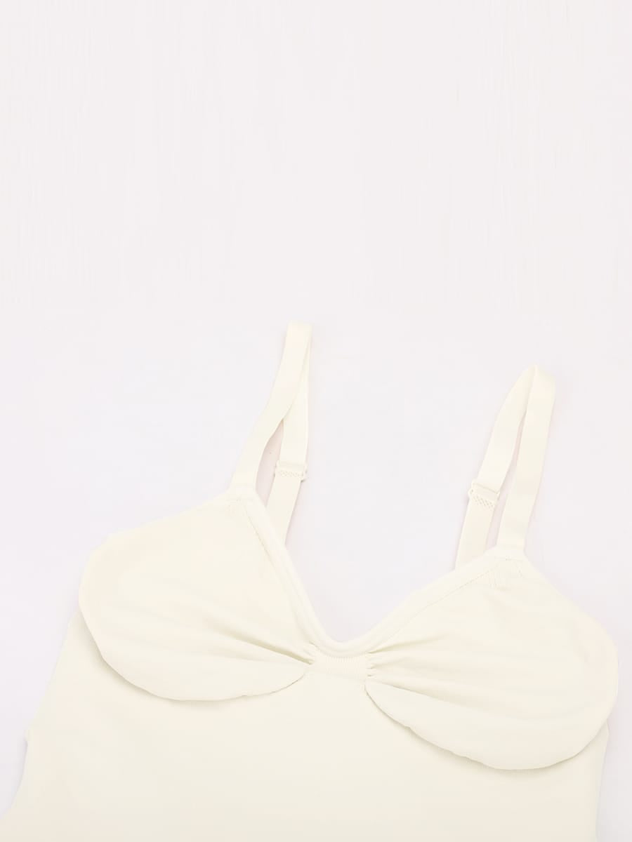 Seamless V-Neck Thong Bodysuit with Ruched Bust
