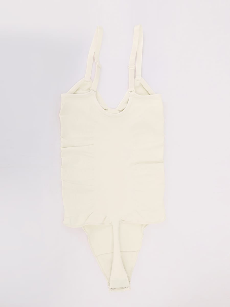 Seamless V-Neck Thong Bodysuit with Ruched Bust