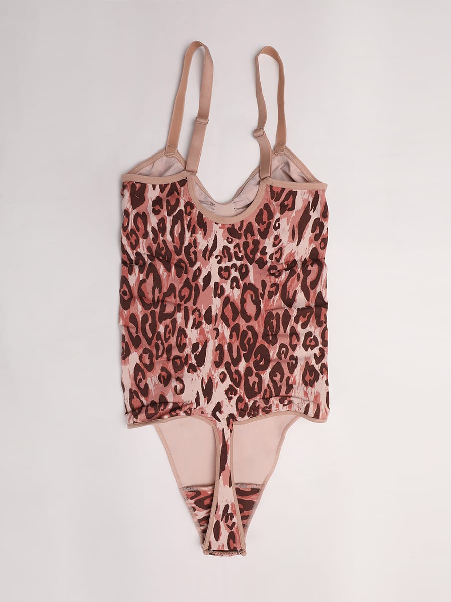 Seamless V-Neck Thong Bodysuit with Ruched Bust
