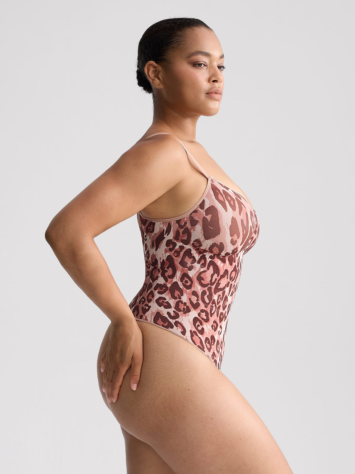 Seamless V-Neck Thong Bodysuit with Ruched Bust