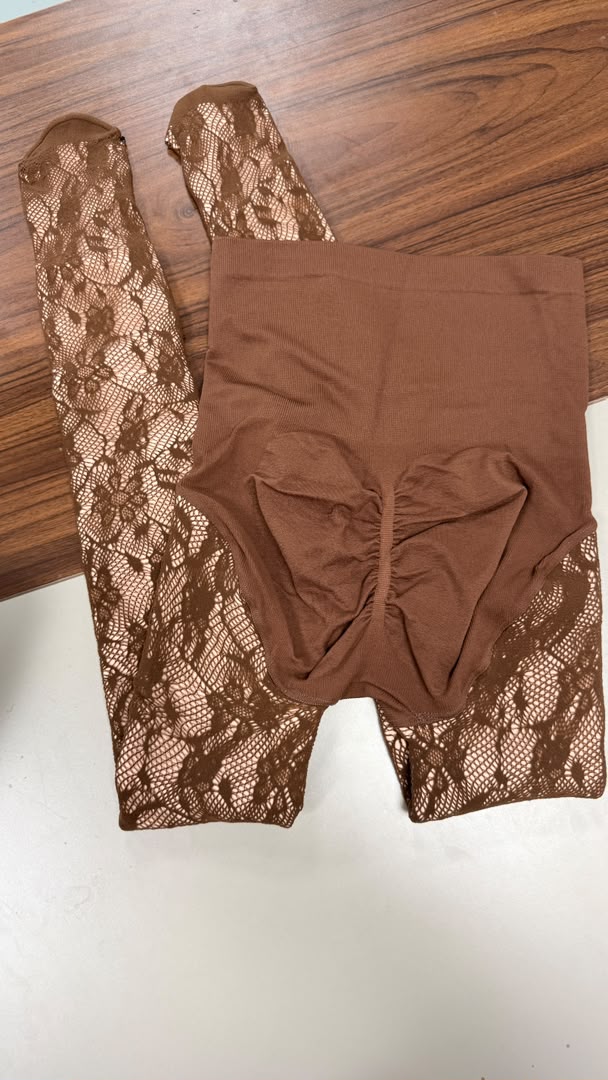 Collant d’hiver floral gainant — Doublé polaire 300 g