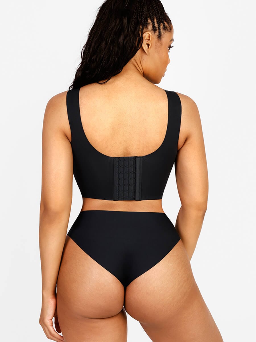 Fitted V-neck seamless bra tank top — image 10