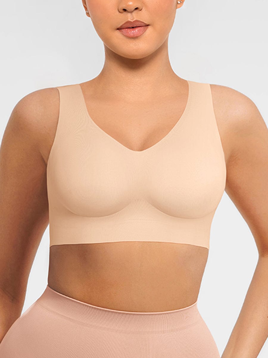 Fitted V-neck seamless bra tank top — image 13