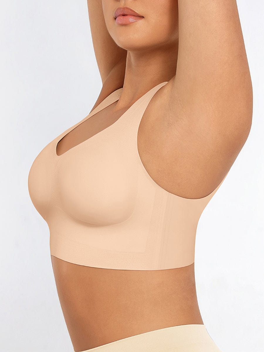 Fitted V-neck seamless bra tank top — image 14