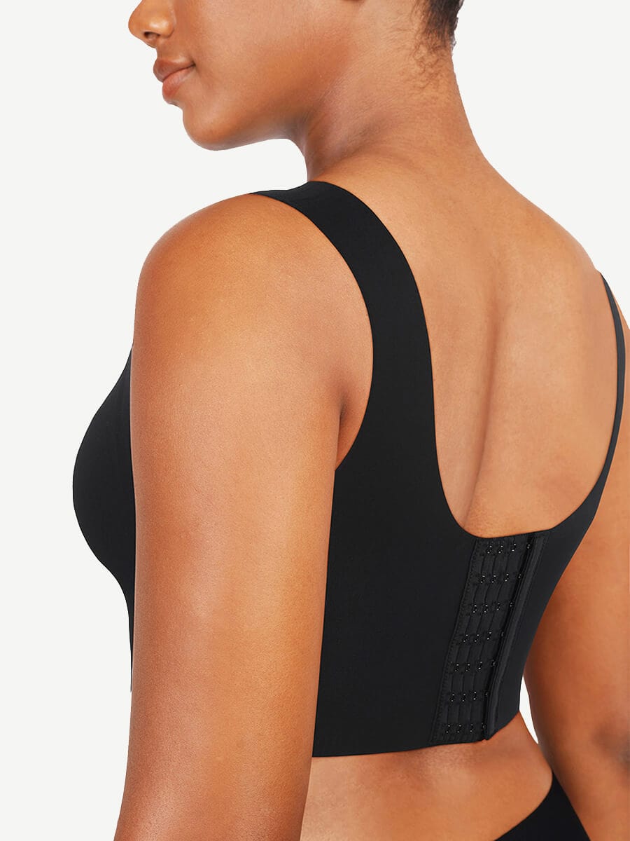 Fitted V-neck seamless bra tank top — image 2