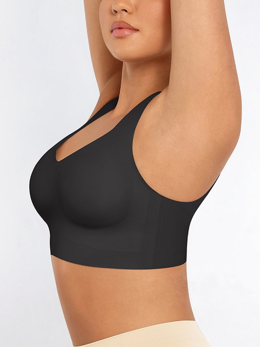 Fitted V-neck seamless bra tank top — image 6