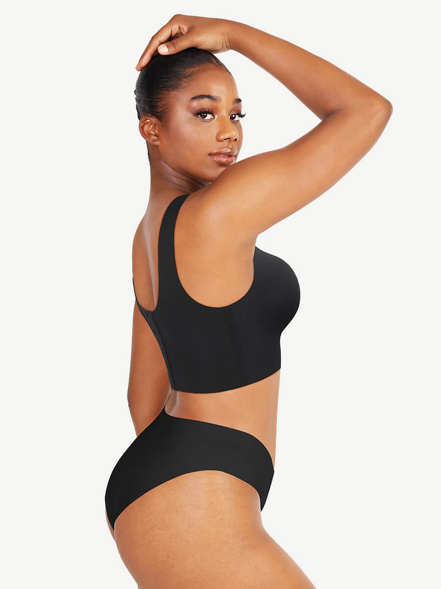 Fitted V-neck seamless bra tank top — image 9