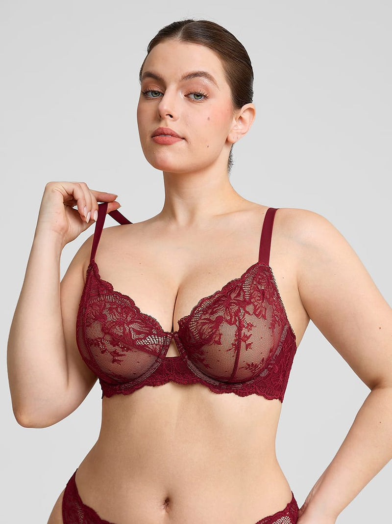 Soutien-gorge en dentelle florale à armatures