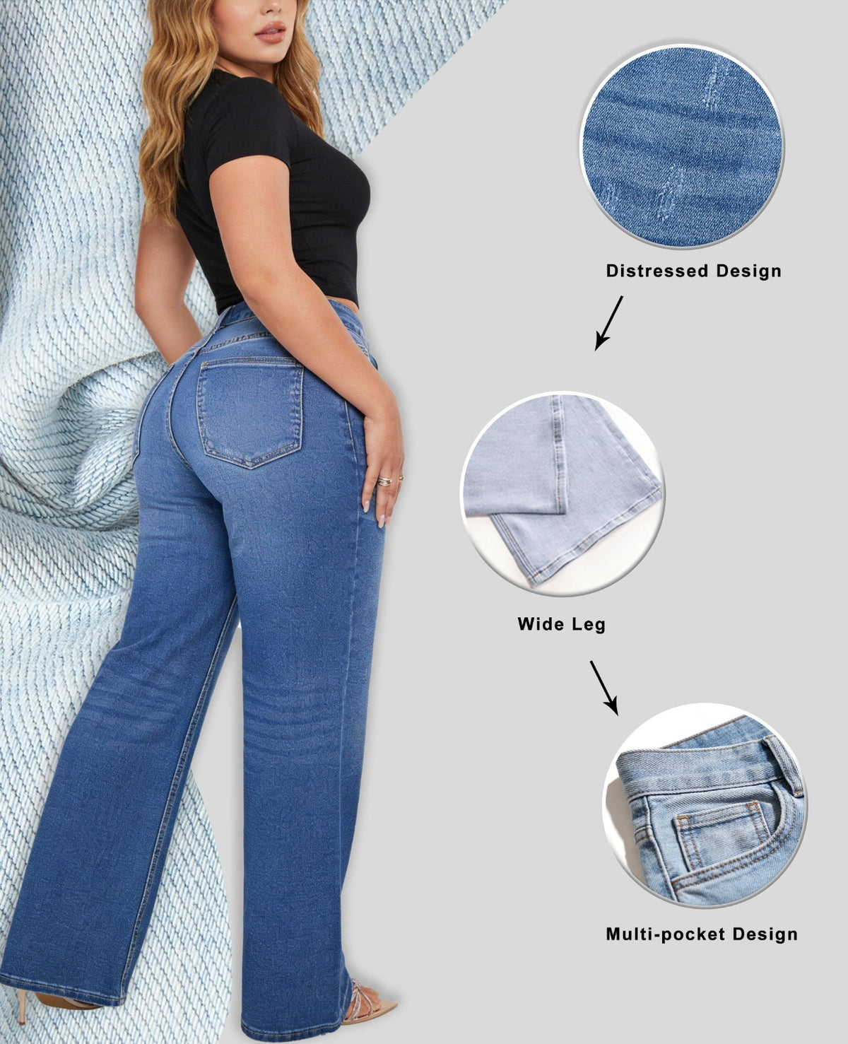 Jean stretch évasé remonte-fesses — Butt-lifting stretch flare jeans
