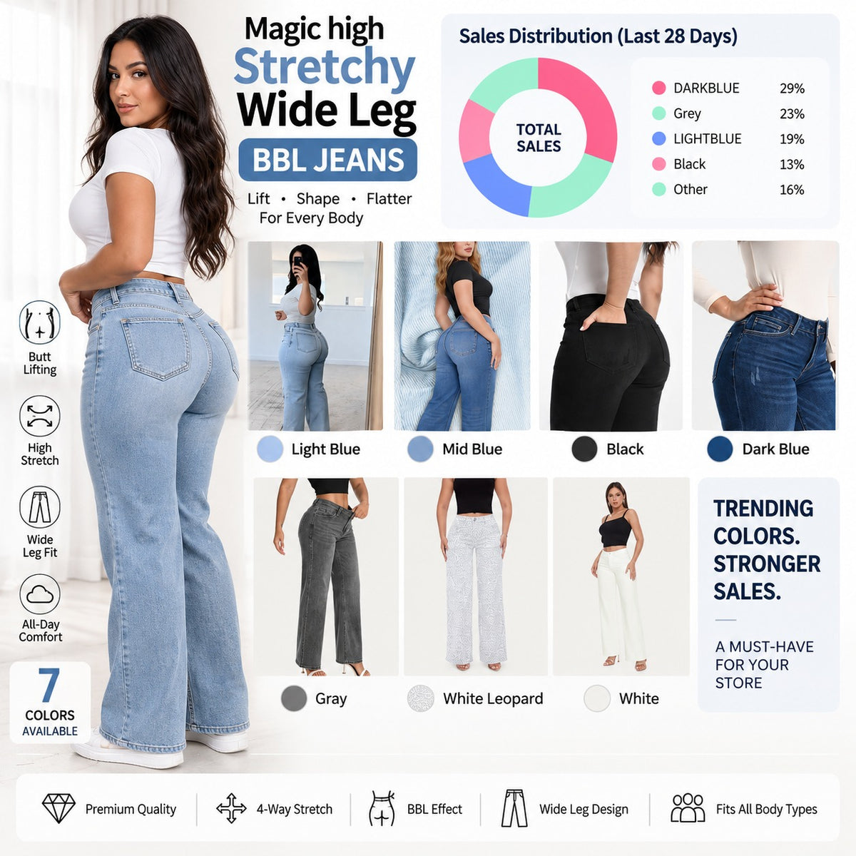 Jean stretch évasé remonte-fesses — Butt-lifting stretch flare jeans